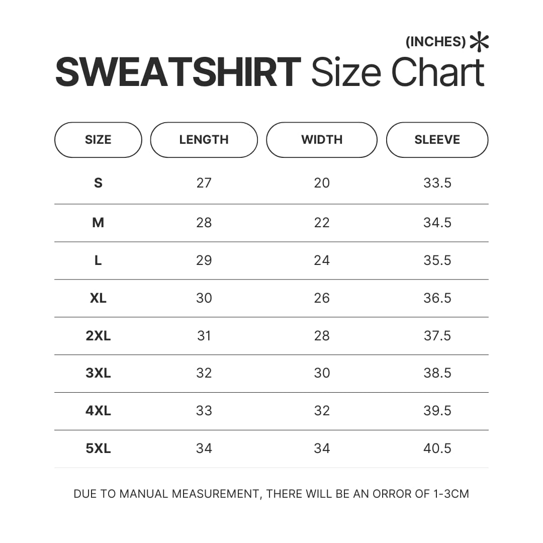 Sweatshirt Size Chart - Cruelty Squad Store