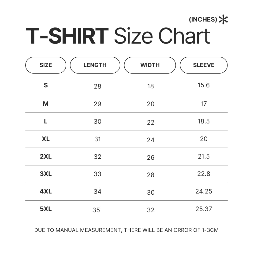T shirt Size Chart - Cruelty Squad Store