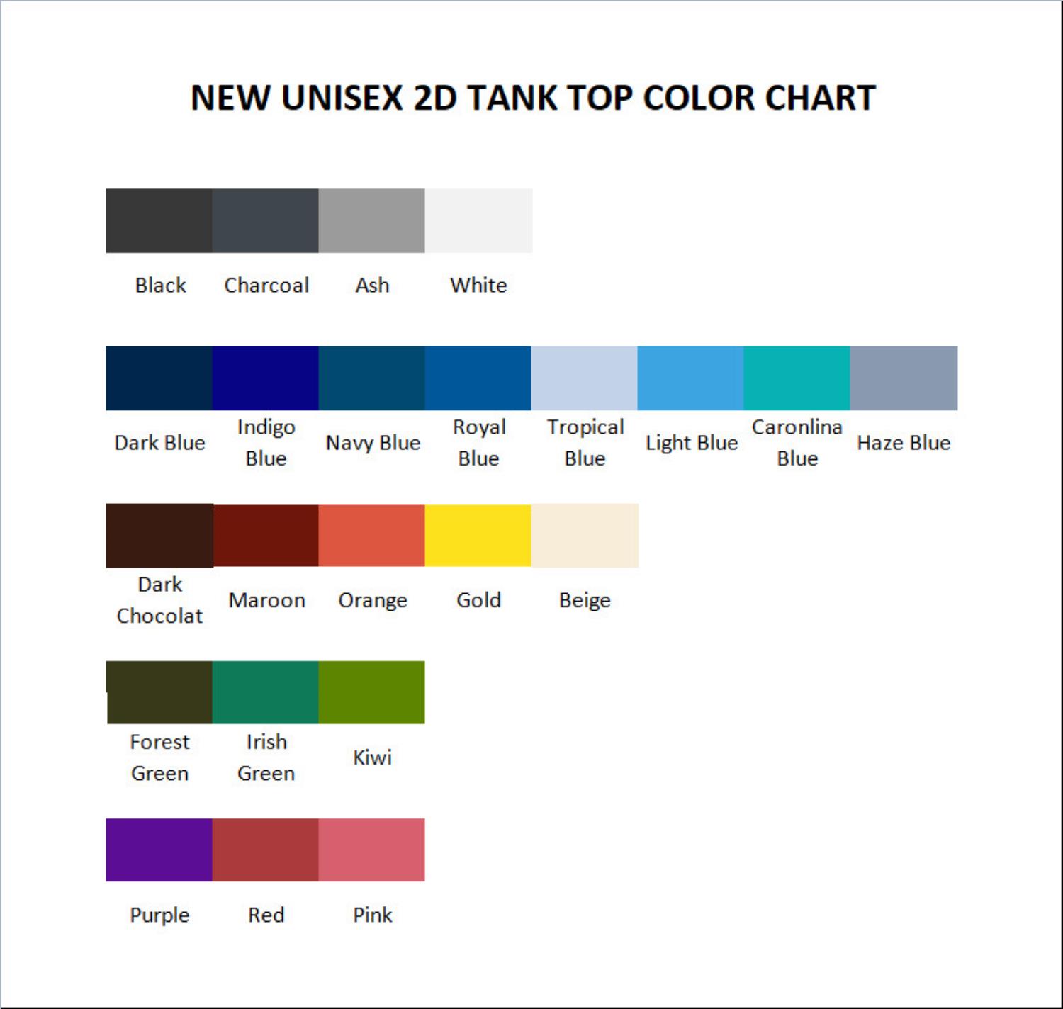 tank top color chart - Cruelty Squad Store